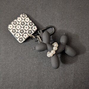 Black Flower Dog Balloon Keychain